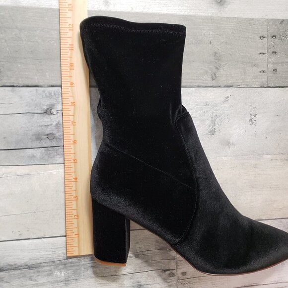 NWT - Smash Shoes Women's Rocco Chunky Heels Ankle Boots in Black Velveteen - Picture 6 of 6